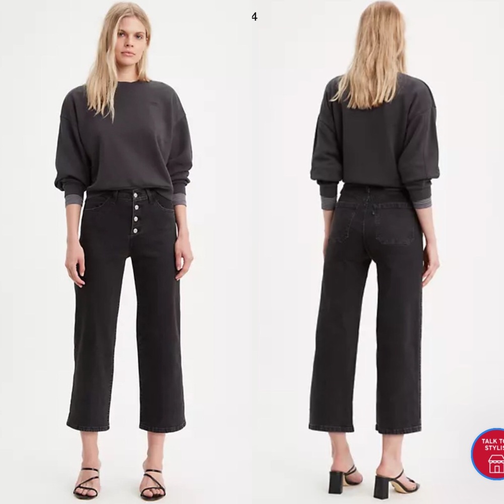 NWT Levi’s Mile High Wide Leg Cropped Black Jeans